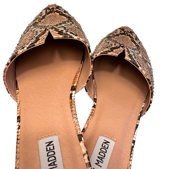 STEVE MADDEN Ally Python Snake Design Studded Slide Mules Size 9 in Tan - Picture 16 of 16